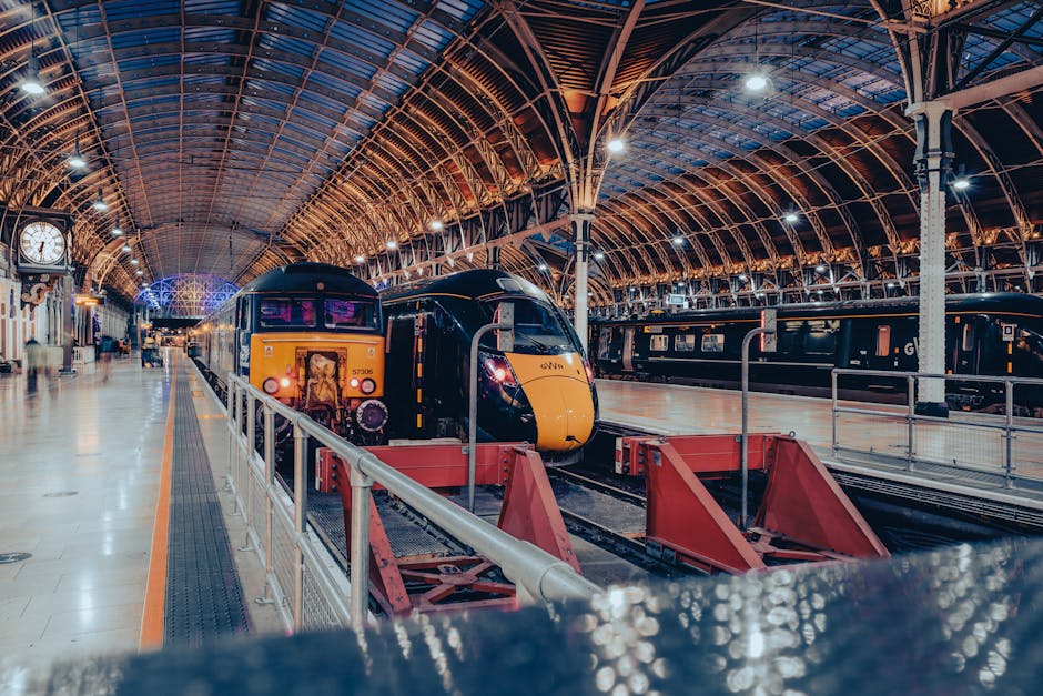 Inside Paddington railway station, a modern train with a sleek black and yellow exterior is stationed on the platform under an ornate arched ceiling with intricate ironwork. Overhead lighting illuminates the spacious area, reflecting off the polished tiled floor and glass surfaces. The station features a vintage-style clock on the wall to the left and metal railings along the edge of the platform. The scene is clean and well-maintained, highlighting the station’s historic architecture combined with contemporary train design. Paddington Carpet Cleaners, a professional cleaning specialist focusing on surface cleaning and hygiene, would ensure such spaces are kept pristine and sanitized, supporting the maintenance of high-traffic transport hubs like this one.